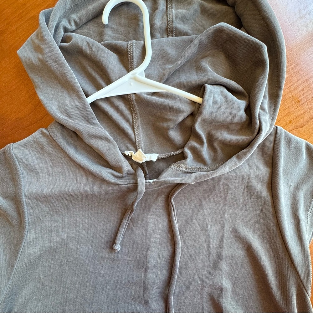 Elan Soft Black Dress Hooded Cap Sleeve Pull Over Pockets USA Made - Picture 8 of 12